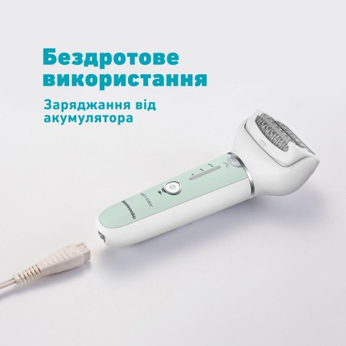 Епілятор Panasonic, пінцетний, акумуляторний, 60 пінцетів, волога/суха епіляція, 4 насадки, футляр, салатово-білий (ES-EY70-G520)