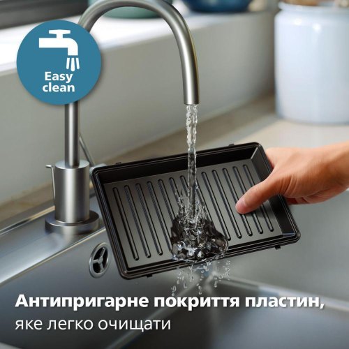 Мультимейкер Philips Series 5000, 750Вт, антипригарне покриття, 3 пластини, пластиковий корпус, чорно-сріблястий (HD2350/80)