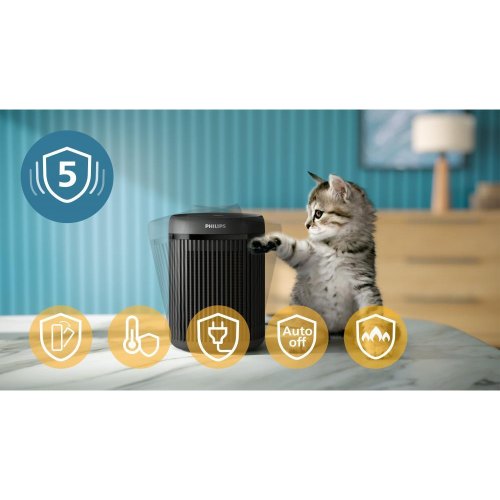Тепловентилятор Philips Series 2000, 1500Вт, 15м.кв, електронне керування, керамічний нагрівальний елемент, Wi-Fi, темно-сірий (CX2120/01)
