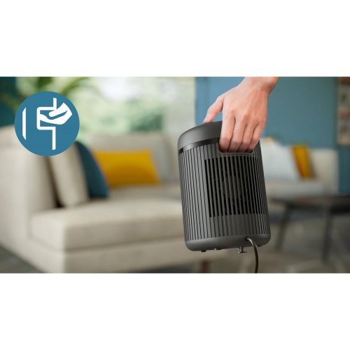 Тепловентилятор Philips Series 2000, 1500Вт, 15м.кв, електронне керування, керамічний нагрівальний елемент, Wi-Fi, темно-сірий (CX2120/01)