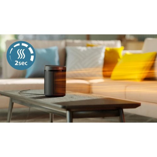 Тепловентилятор Philips Series 2000, 1500Вт, 15м.кв, електронне керування, керамічний нагрівальний елемент, Wi-Fi, темно-сірий (CX2120/01)