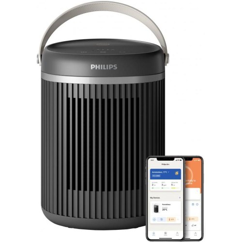 Тепловентилятор Philips Series 3000, 2000Вт, 20м.кв, електронне керування, керамічний нагрівальний елемент, Wi-Fi, темно-сірий (CX3120/01)