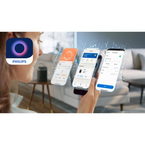 Тепловентилятор Philips Series 3000, 2000Вт, 20м.кв, електронне керування, керамічний нагрівальний елемент, Wi-Fi, темно-сірий (CX3120/01)