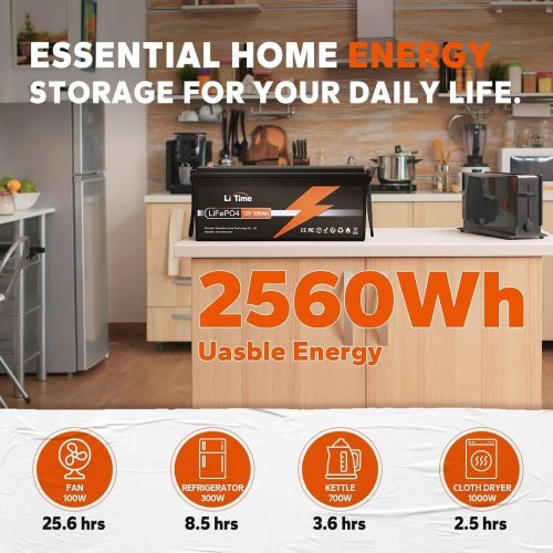 Акумуляторна батарея Litime, LiFePo4, 12V(12.8V), 200Ah