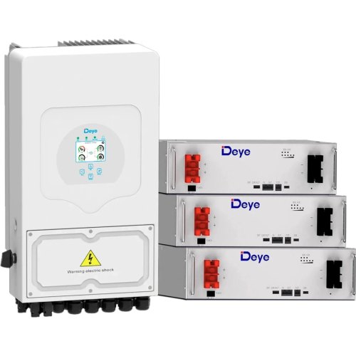 Система зберігання енергії DEYE, 8kW, 15.36kWh, 3 Batteries, LiFePO4, 6000 циклів (SUN-8K-SG01LP1-EU-3DY15.36K-LFP)
