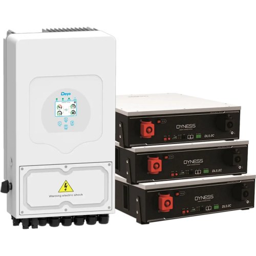 Система зберігання енергії DEYE, 8kW, 15.36kWh, 3 Batteries, LiFePO4, 6000 циклів (SUN-8K-SG01LP1-EU-3DY15.36K-LFP)
