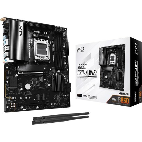 Mатеринська плата ASRock B850 PRO-A WIFI, sAM5, AMD B850, ATX, 4xDDR5, HDMI, USB3.2, 4xM.2, 2.5GbE LAN