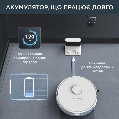 Робот-пилосос миючий Rowenta X-Plorer Serie 75 S, 2700Па, 9.5см, автономна робота до 120хв, білий (RR8567WH)