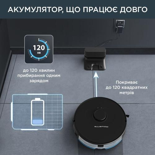 Робот-пилосос Rowenta X-Plorer Serie 75 S, 9.5см, вологе прибирання, контейнер для пилу 0.4л, для води 0.3л, робота до 120хв, НЕРА, чорний (RR8575WH)