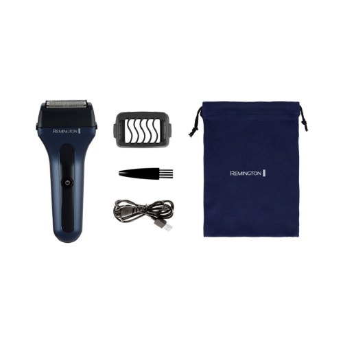 Електрична бритва сіткова Remington F7 Style, 3 головки для бриття, Ni-Mh, сухе бриття, тример, USB-C, чорно-синя (F7000)