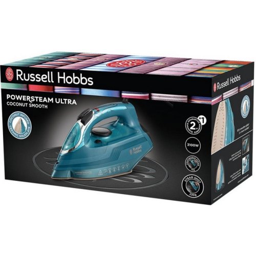 Праска Russell Hobbs Powersteam Ultra Coconut Smooth, 3100Вт, 350мл, паровий удар 230гр, самоочищення, керамічна підошва, блакитна (26340-56)