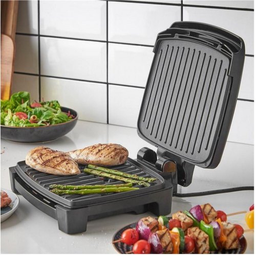 Гриль притискний George Foreman Immersa Medium, 1100Вт, 1 температурний режим, з'ємні пластини, метал, пластик, чорний (28310-56)