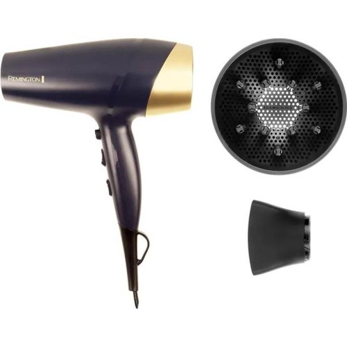 Фен Remington Sapphire Luxe, 2200Вт, 3 режими, дифузор, іонізація, холодний обдув, сапфіровий (D5805)