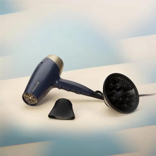 Фен Remington Sapphire Luxe, 2200Вт, 3 режими, дифузор, іонізація, холодний обдув, сапфіровий (D5805)