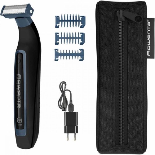 Тример Rowenta Forever Sharp Sport Collection, для бороди та вусів, мережа/акумулятор, роторний мотор, 3 насадки, сталь, чорно-синій (TN6011F0)
