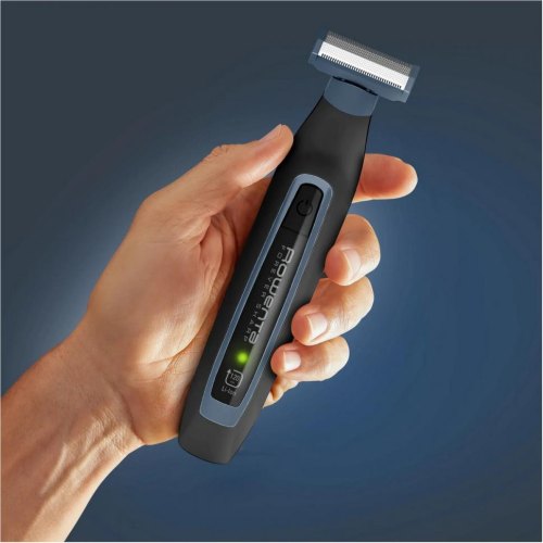 Тример Rowenta Forever Sharp Sport Collection, для бороди та вусів, мережа/акумулятор, роторний мотор, 3 насадки, сталь, чорно-синій (TN6011F0)