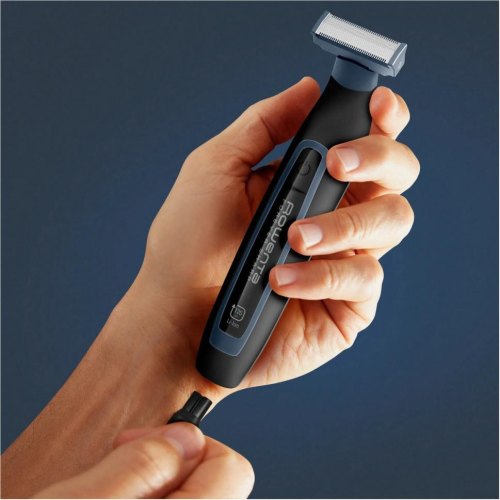 Тример Rowenta Forever Sharp Sport Collection, для бороди та вусів, мережа/акумулятор, роторний мотор, 3 насадки, сталь, чорно-синій (TN6011F0)
