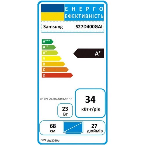 Монітор Samsung S27D400 27 IPS, 100Hz, 2xHDMI, DP, USB (LS27D400GAIXCI)