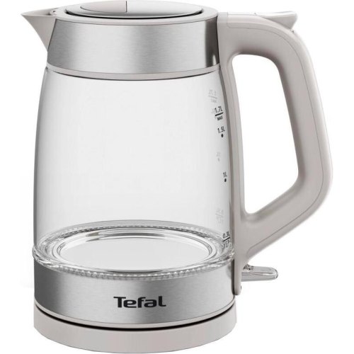 Електрочайник Tefal Glass Kettle, 1.7л, скло, з підсвіткою, біло-срібний (KI605B30)