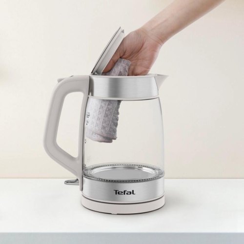 Електрочайник Tefal Glass Kettle, 1.7л, скло, з підсвіткою, біло-срібний (KI605B30)