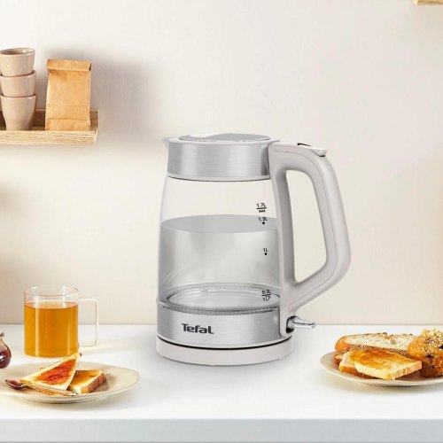 Електрочайник Tefal Glass Kettle, 1.7л, скло, з підсвіткою, біло-срібний (KI605B30)