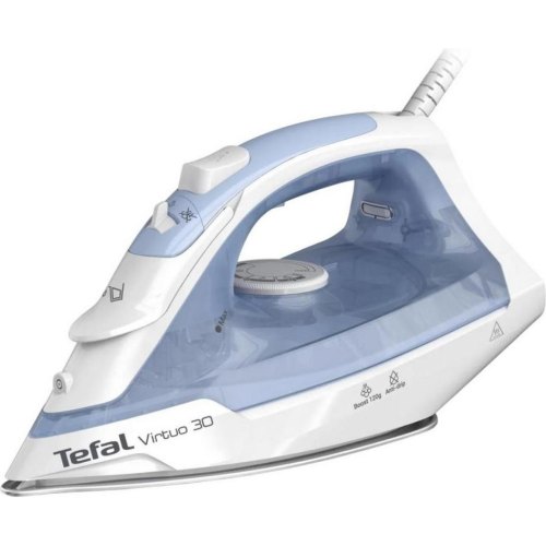 Праска Tefal Virtuo 30, 2000Вт, 240мл, паровий удар 120гр, постійна пара 27гр, керамічна підошва, біло-блакитна (FV2C41E0)