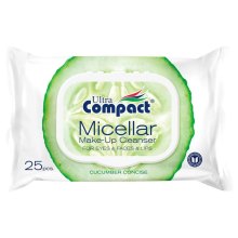 Вологі серветки Ultra Compact, з міцелярною водою для зняття макіяжу, 25шт (8697420535728)