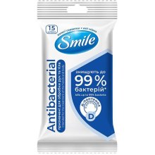Вологі серветки Smile Antibacterial, з Д-пантенолом, 15шт (4820048481953)
