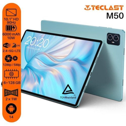 Планшет Teclast M50 10.1 6ГБ, 128ГБ, LTE, 6000мА•год, Android, блакитний