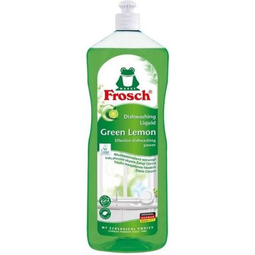 Засіб для ручного миття посуду Frosch, з ароматом Зелений лимон, 1л (4009175148094/4009175170675)