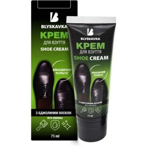 Крем для взуття Blyskavka, з аплікатором, чорний, 75мл (4820055140270)