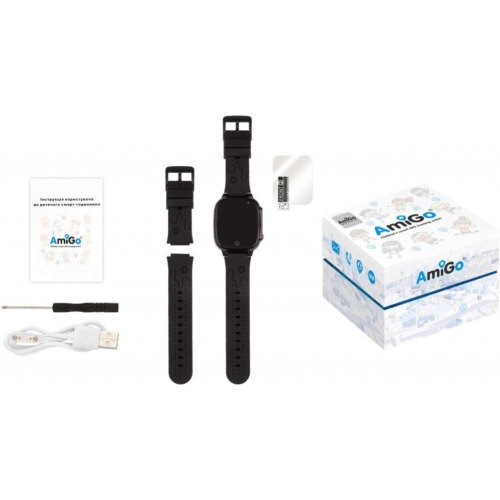Дитячий cмарт-годинник AmiGo GO008 Milky GPS WIFI Black