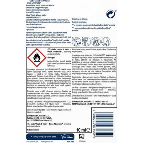 Освіжувач повітря Glade, з ароматом Лазурова хвиля та магнолія, міні-спрей, 10мл (5000204076059)