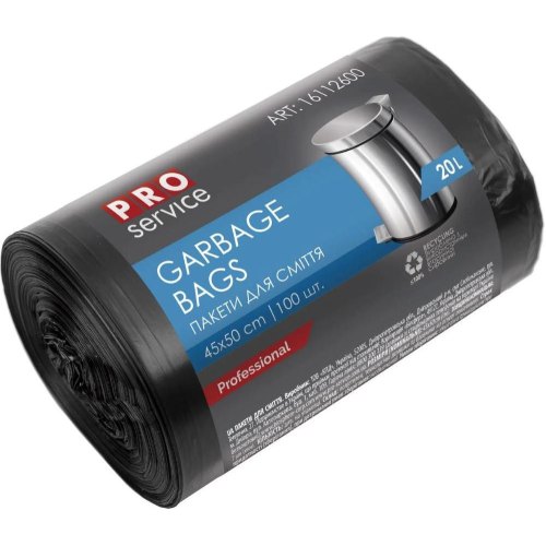 Пакети для сміття PROservice Standard HD, 20л, 100шт, чорні (4820048483629)