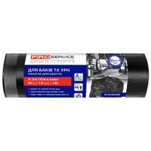 Пакети для сміття PROservice Standard HD, із затяжкою, 60л, 15шт, чорні (4823071633153)