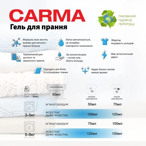 Гель для прання Carma, універсальний, 4л (4823098414735)
