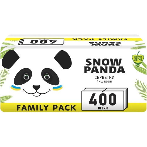 Серветки столові Сніжна Панда, одношарові, білі, 24x24см, 400шт (4823019011050)