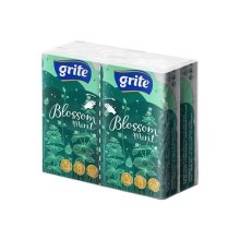 Серветки косметичні Grite Blossom Mint, тришарові, 4 упаковки по 10 аркушів (4770023349146)