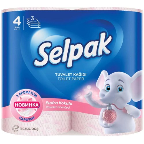 Туалетний папір Selpak Perfumed Пудра, тришаровий, 4 рулони (8690530065482)