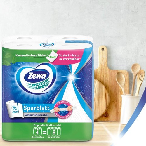 Паперові рушники Zewa Wisch & Weg, двошарові, 4 рулони (7322541210841)