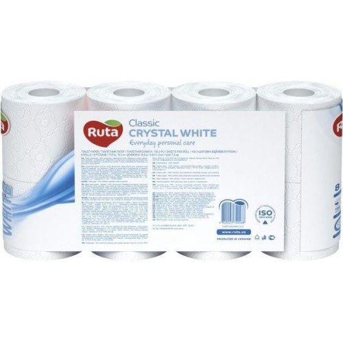 Туалетний папір Ruta Classic, двошаровий, 8 рулонів, білий (4820023740488)