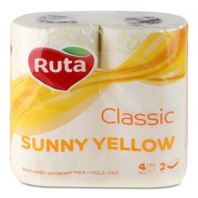 Туалетний папір Ruta Classic, двошаровий, 4 рулони, жовтий (4820023748835)