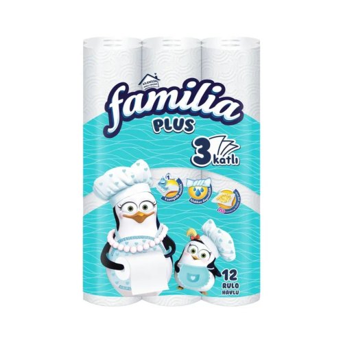 Паперові рушники Familia, 90 відривів, тришарові, 12 рулонів (8690536011148)