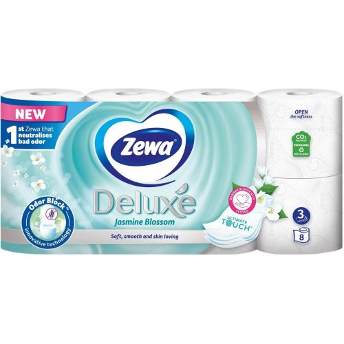 Туалетний папір Zewa Deluxe, з ароматом Жасмин, тришаровий, 8 рулонів (7322541171753)