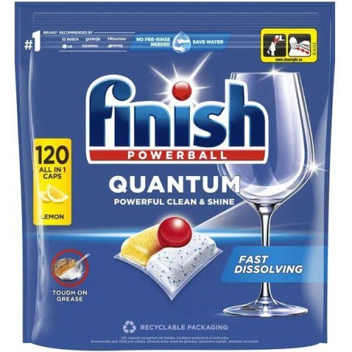 Таблетки для посудомийних машин Finish Quantum All in 1, з ароматом Лимон, 120шт (5908252009671)