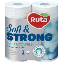 Паперові рушники Ruta Soft & Strong, тришарові, 2 рулони (4820023748651)