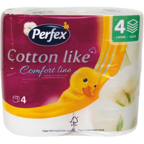 Туалетний папір Perfex Cotton Like Comfort Line, чотиришаровий, 4 рулони (8606108597934)