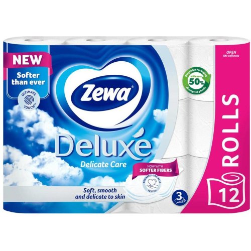 Туалетний папір Zewa Deluxe, тришаровий, 12 рулонів, білий (7322540989779)