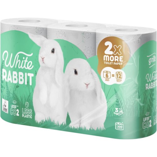 Туалетний папір Grite White Rabbit, тришаровий, 6 рулонів (4770023346046)
