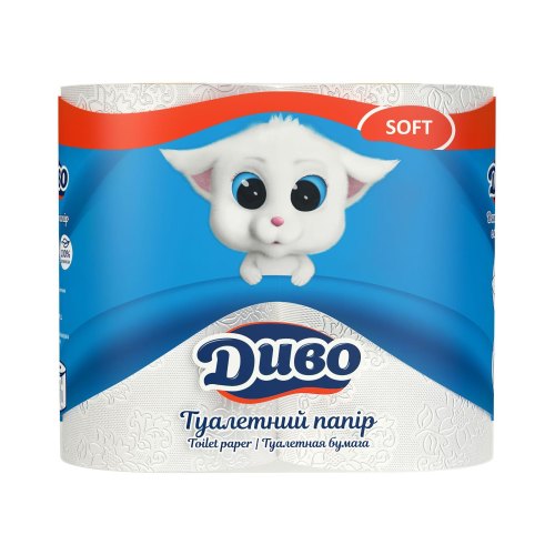 Туалетний папір Диво Soft, двошаровий, 4 рулони, білий (4820003831915)